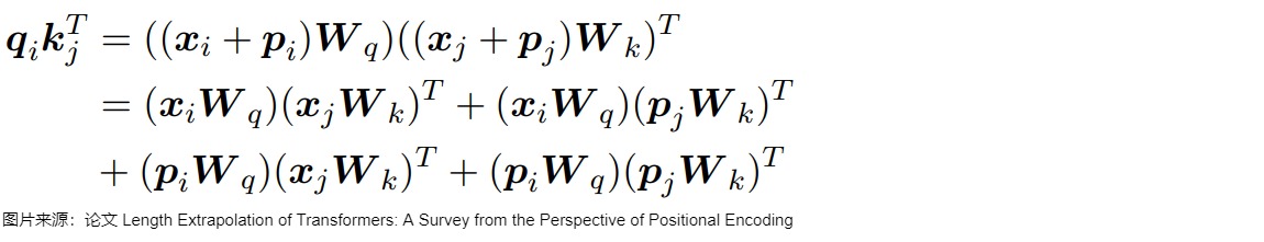 Additive absolute position produces content-content, content-position, position-content, and position-position score terms