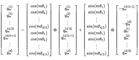 Real-valued rotate_half implementation of RoPE using cosine and sine tables